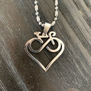 Etsy Silver Love Bicycling Necklace